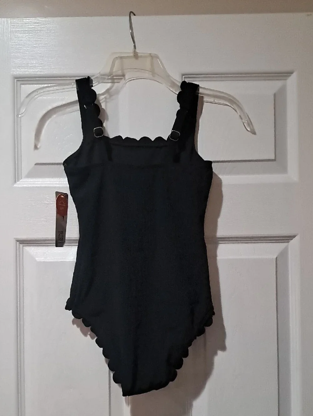 Kids Black Scalloped One-Piece Swimsuit
